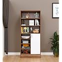 Spyder Craft Elena 2 Engineered Wood Bookshelf Multipurpose Home Decor Storage Rack Showcase Organizer for Living Room, Kitchen, Bedroom, Office (Wood Brown &amp; White)