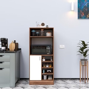 spyder home decore engineered wood craft elena dual tone kitchen cabinet-easy assembly for home living room office kitchencolor white amp noce lyon - length 60cm x breadth 45cm x height 140 cm