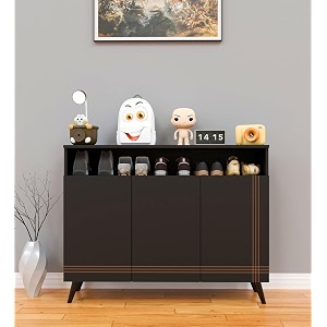 spyder craft engineered wood shoe rack with door multi-layer storage organizer shelf free standing stand entryway rack cabinets black - size 120 x 96 x 35 cm 1 year manufacturing warranty