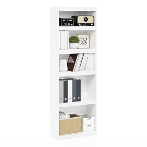 spyder craft furinno jaya enhanced home 5-tier shelf bookcase white