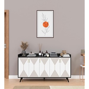 spyder craft marcos multi purpose five door buffet console cabinet geometric tv stand with open shelves  show off your decor amp keep your electronics organized easy to assemble 1 year warranty