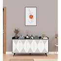 Spyder Craft Marcos Multi Purpose Five Door Buffet Console Cabinet, Geometric TV Stand with Open Shelves : Show Off Your Decor &amp; Keep Your Electronics Organized, Easy to Assemble, 1 Year Warranty