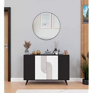 spyder home decore engineered wood craft marcos multi purpose four door buffet console cabinetgeometric tv stand with open shelves show off your decorampkeep your electronics organized sl1 asian