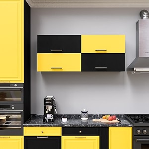 spyder craft matte finish lorenzo 4 door hydraulic cabinet for officehall kitchen wall mounted cabinet for kitchen living room color yellow amp black assembly-diy do-it-yourself