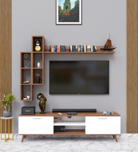 spyder craft matte finish tv entertainment unit tv stand and decore engineered wood tv entertainment unit finish color - walnut white diydo-it-yourself