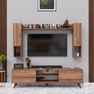 spyder craft matte finish tv entertainment unit tv stand and decore engineered wood tv entertainment unit finish color - miniature walnut diydo-it-yourself
