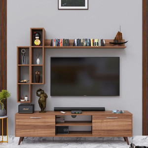 spyder craft matte finish tv entertainment unit tv stand and decore engineered wood tv entertainment unit finish color - walnut  brown diydo-it-yourself