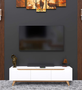 spyder craft matte finished engineering wood tv entertainment unit with wall shelves engineered wood tv entertainment unit finish color - white -noce lyon diydo-it-yourself