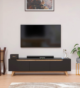 spyder craft matte finished engineering wood tv entertainment unit with wall shelves engineered wood tv entertainment unit finish color - black oak -d3 diydo-it-yourself