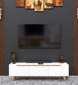 Spyder Craft Matte Finished Engineering wood TV Entertainment Unit With Wall Shelves Engineered Wood TV Entertainment Unit (Finish Color - White -Noce Lyon, DIY(Do-It-Yourself))