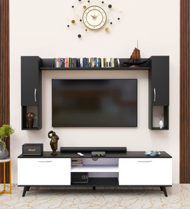 spyder craft matte finished tv stand with storage tv unit cabinet engineered wood tv entertainment unit finish color - white_black diydo-it-yourself