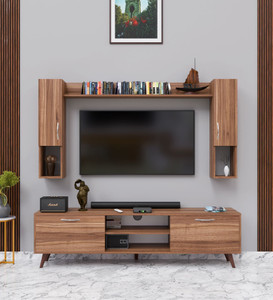 spyder craft matte finished tv unit stand cabinet with storage engineered wood tv entertainment unit finish color - brown diydo-it-yourself