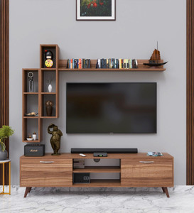 spyder craft matte finished tv unit stand cabinet with storage engineered wood tv entertainment unit finish color - bangali  brown diydo-it-yourself