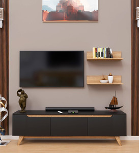 spyder craft matte finished tv unit stand cabinet with storage engineered wood tv entertainment unit finish color - black_oak diydo-it-yourself