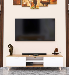 spyder craft matte finished tv unit stand cabinet with storage engineered wood tv entertainment unit finish color - white oak diydo-it-yourself