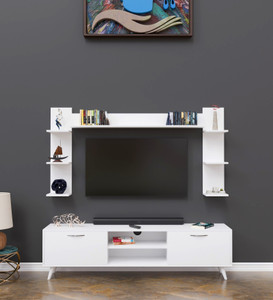 spyder craft matte finished tv unit stand cabinet with storage engineered wood tv entertainment unit finish color - white matte diydo-it-yourself