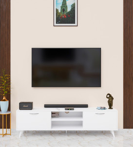 spyder craft matte finished tv unit stand cabinet with storage engineered wood tv entertainment unit finish color - white diydo-it-yourself