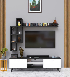 spyder craft matte finished tv unit stand cabinet with storage engineered wood tv entertainment unit finish color - black  white diydo-it-yourself