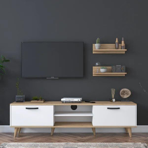 spyder craft matte finished tv unit stand cabinet with storage engineered wood tv entertainment unit finish color - nocelyon  white diydo-it-yourself
