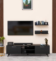 Spyder Craft Matte Finished Tv Unit stand Cabinet With Storage Engineered Wood TV Entertainment Unit (Finish Color - Black_Black, DIY(Do-It-Yourself))