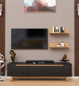 Spyder Craft Matte Finished Tv Unit stand Cabinet With Storage Engineered Wood TV Entertainment Unit (Finish Color - Black_Oak, DIY(Do-It-Yourself))