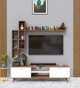 Spyder Craft Matte Finished Tv Unit stand Cabinet With Storage Engineered Wood TV Entertainment Unit (Finish Color - White & Brown, DIY(Do-It-Yourself))