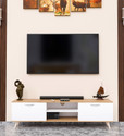Spyder Craft Matte Finished Tv Unit stand Cabinet With Storage Engineered Wood TV Entertainment Unit (Finish Color - White Oak, DIY(Do-It-Yourself))