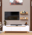 Spyder Craft Matte Finished Tv Unit stand Cabinet With Storage Engineered Wood TV Entertainment Unit (Finish Color - White & Oak, DIY(Do-It-Yourself))