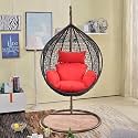 SPYDER CRAFT Single Seater Hammock Swing Chair with Stand and Cushion for Patio Balcony Garden Terrace Living Room Relaxing Chair Jhula