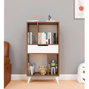 spyder craft snover modern simple engineered wood book shelf for living room kids room book storage book case study room furniture color - wood brown -white