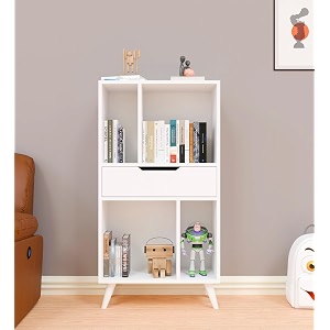 spyder craft snover modern simple engineered wood book shelf for living room kids room book storage book case study room furniture color - white