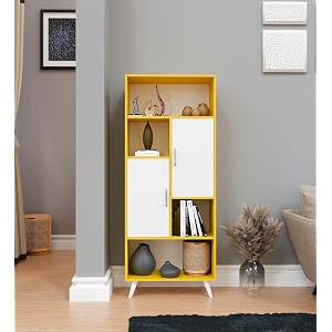 spyder craft taraus modern simple engineered wood book shelf for living room kids room book storage book case study room furniture color - yellow amp white