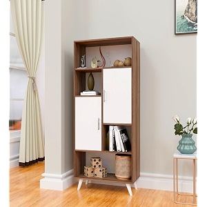 spyder craft taraus engineered wood bookshelf multipurpose home decor storage rack showcase organizer for living room kitchen bedroom officecolor - wood brown - white