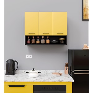 spyder craft wall mounted 3 door matte finish blitz kitchen multipurpose cabinet for kitchen officecabinet for kitchen living room color- black and yellow  assemblydo-it-yourself