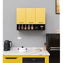 SPYDER CRAFT Wall Mounted 3 Door Matte Finish Blitz Kitchen Multipurpose Cabinet for Kitchen, Office|Cabinet for Kitchen |Living Room| Color- Black and Yellow | Assembly(Do-It-Yourself)