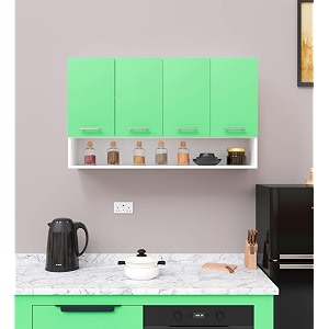 spyder craft wall mounted 4 door matte finish orio multipurpose cabinet for kitchen officecabinet for kitchen living room color- green and white assemblydo-it-yourself