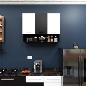 spyder craft wall mounted matte finish 3 door blitz kitchen cabinet for officehall kitchencabinet for kitchen living room color- white amp black assembly-diy do-it-yourself