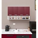 Spyder Craft Wall Mounted 4 Door Matte Finish Orio Multipurpose Cabinet for Kitchen, Office, Living Room with Small Bottom Storage Color- Burgundy and White, Assembly Required -1 Year Warranty