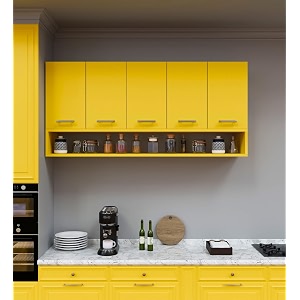 spyder craft wall mounted 5 door matte finish merlin multipurpose cabinet for kitchen officecabinet for kitchen living room color- yellow and white assemblydo-it-yourself
