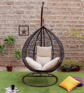 spyder home decore single seater swing chair with stand and cushion for adult iron hammock