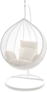 spyder home decore single seater swing chair with stand and cushion for adult iron hammock white diydo-it-yourself