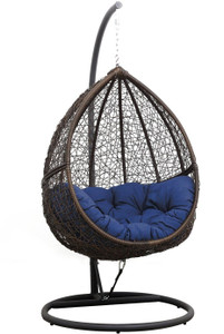 spyder home decore single seater swing chair with stand and cushion for adult iron hammock brown blue diydo-it-yourself