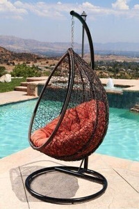 spyder home decore single seater swing chair with stand and cushion for adult iron hammock brown maroon clear diydo-it-yourself