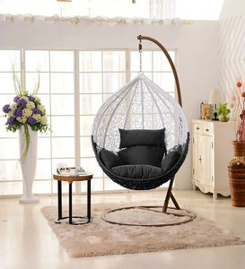 spyder home decore single seater swing chair with stand and cushion for adult iron hammock white beige diydo-it-yourself