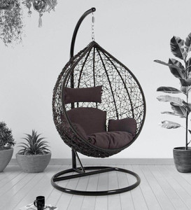 spyder home decore single seater swing chair with stand and cushion for adult iron hammock