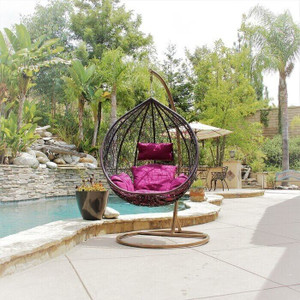 spyder home decore single seater swing chair with stand and cushion for adult iron hammock pink brown diydo-it-yourself