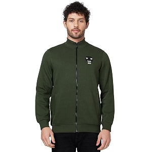 Spykar Blended High Neck Full Sleeve Sweatshirt