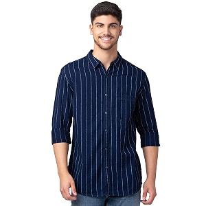 Spykar Mens Cotton Blend Full Sleeves Slim
