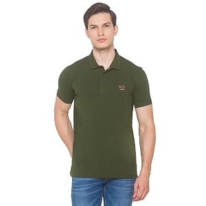 Spykar Mens Embellished Slim Fit Polo T-Shirt