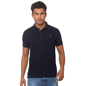 Spykar Mens Embellished Slim Fit Polo T-Shirt